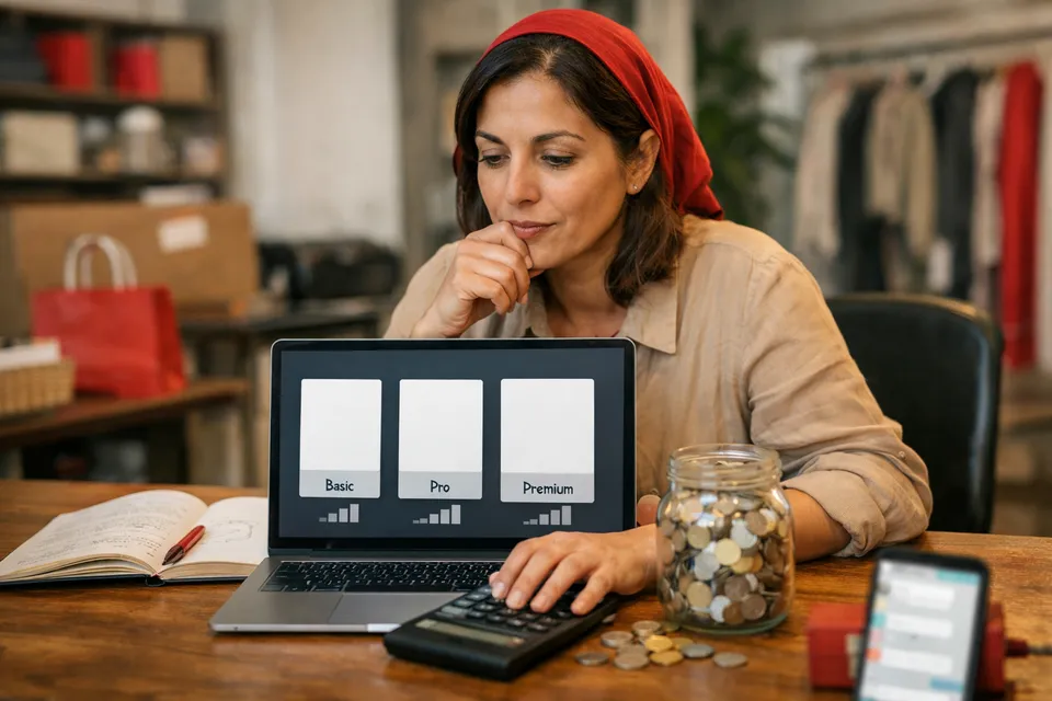 A business owner estimating the monthly cost of an AI chatbot