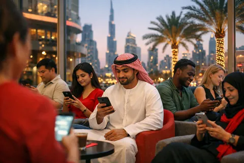 Customers in the UAE contacting businesses on their phones in the evening