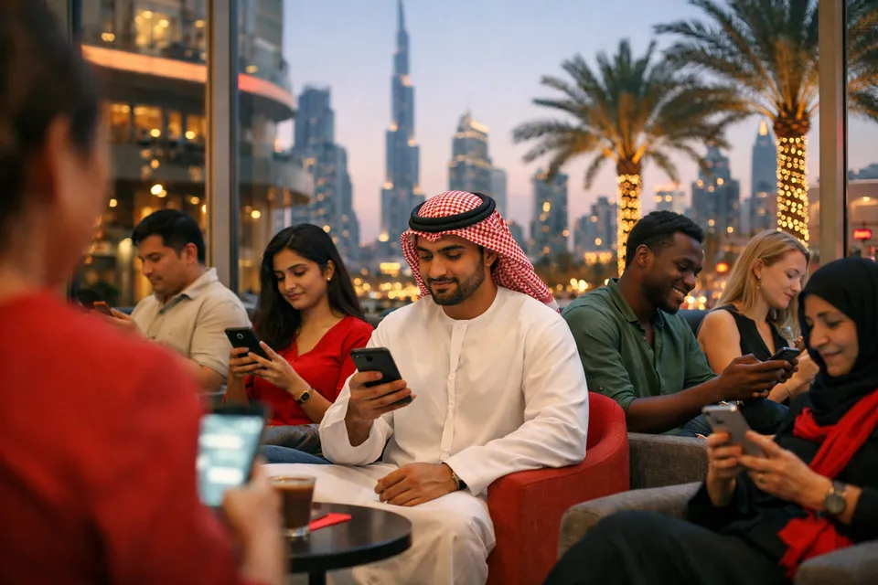 عملاء في الإمارات يتواصلون مع الشركات على هواتفهم مساءً
