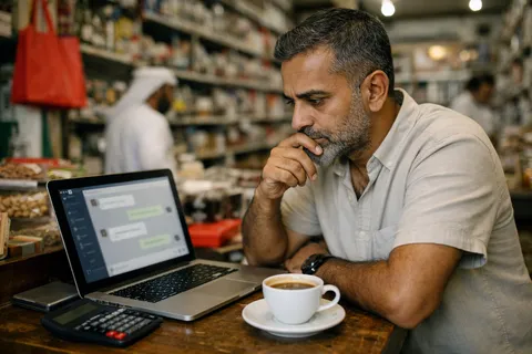 A small business owner weighing the time and cost of a chatbot against its benefits