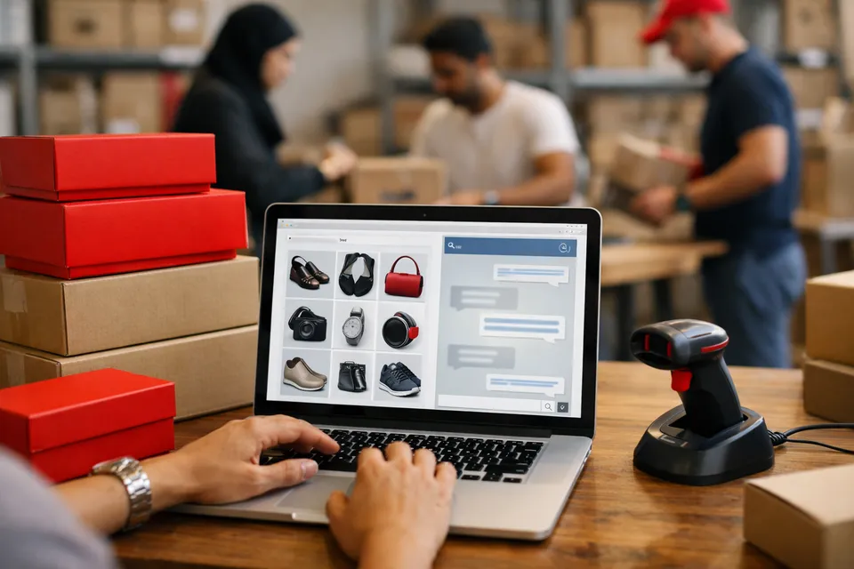 An online retailer's store with the chat answering product questions