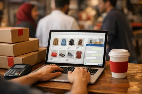 An online store with the chat widget answering shoppers