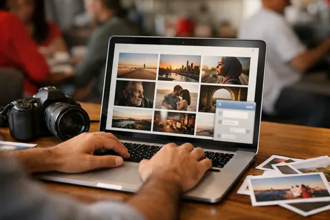 A portfolio website with a chat window for client questions