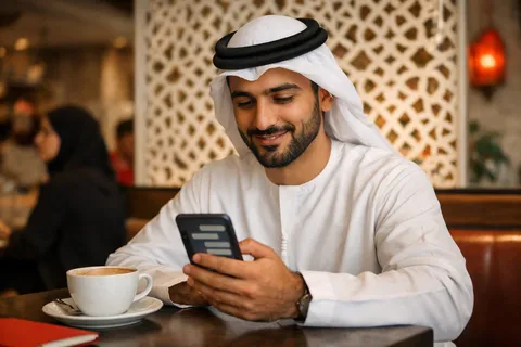 A customer in the Gulf chatting in Arabic with a business's website assistant