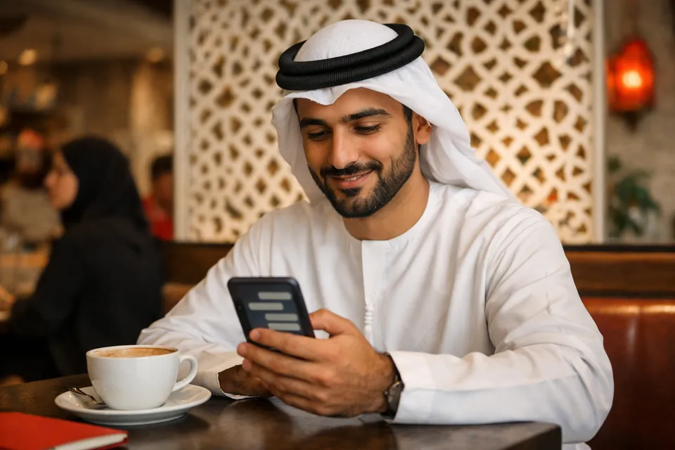 A customer in the Gulf chatting in Arabic with a business's website assistant